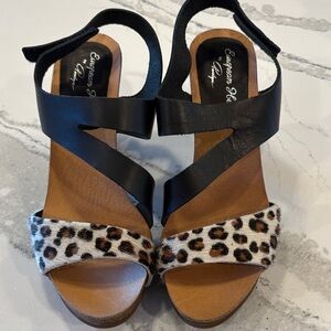 Penelope Chilvers Black and Leopard Print Sandals